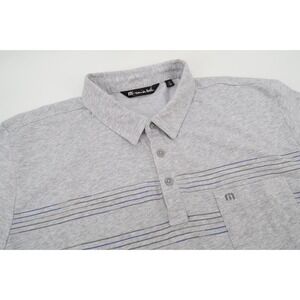 Travis Mathew Mens XXL Performance Gray Heather Striped Polo Shirt Size 2XL